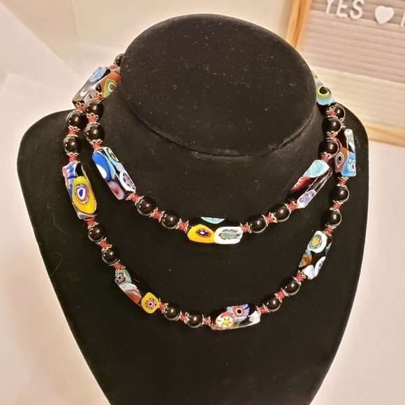 Vintage Italian Millefiori bead necklace art glass - Picture 2 of 10